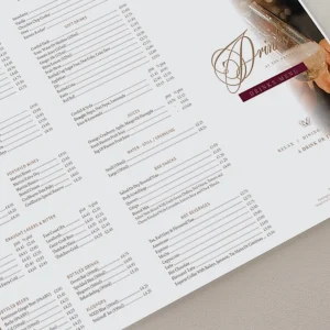 A Sturdy Folded Drinks Menu